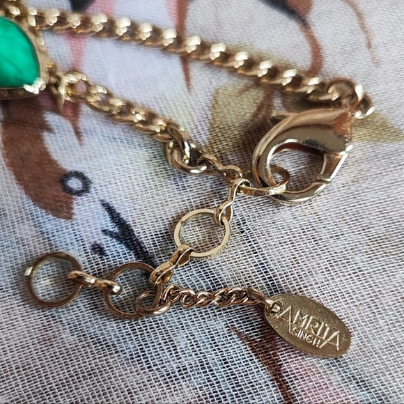 Amrita Singh Signed Faceted Blue Green Clear Rhinestone Statement Necklace EUC - Picture 5 of 8